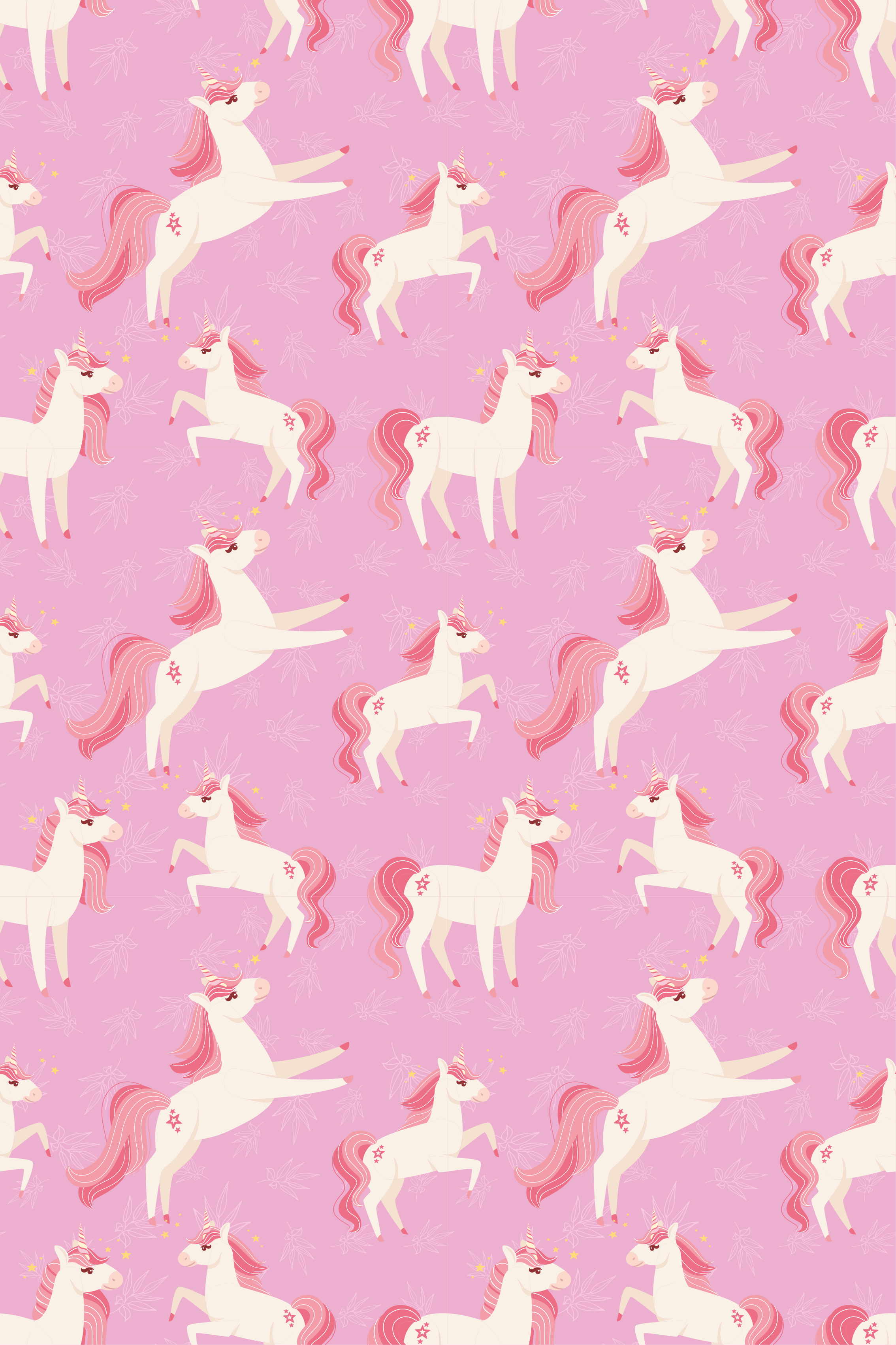 Pink vinyl rug with pastel unicorns and flowers - TenStickers