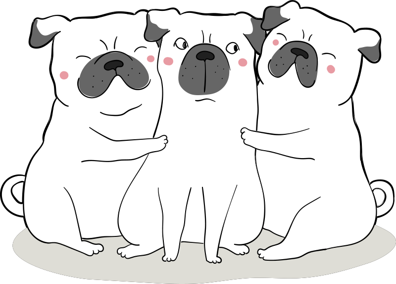 Adorable Pug Trio animal vinyl rug - TenStickers
