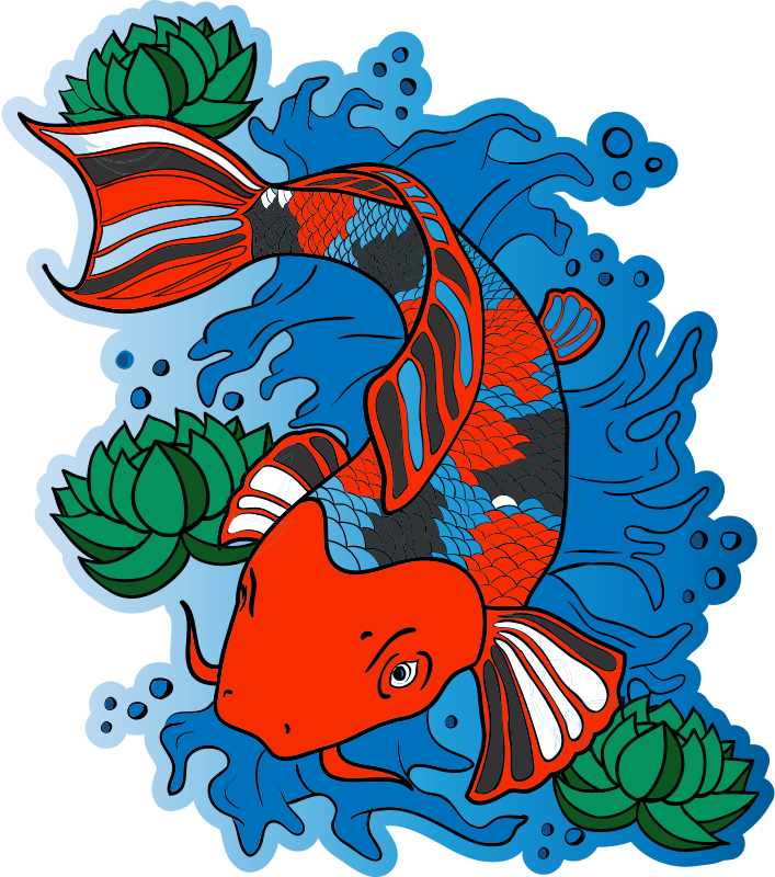 Colorful Koi Fish Illustration animal vinyl rug - TenStickers