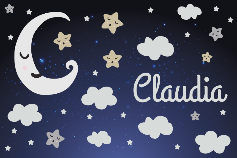 fabulous moon and stars babies vinyl rug - TenStickers