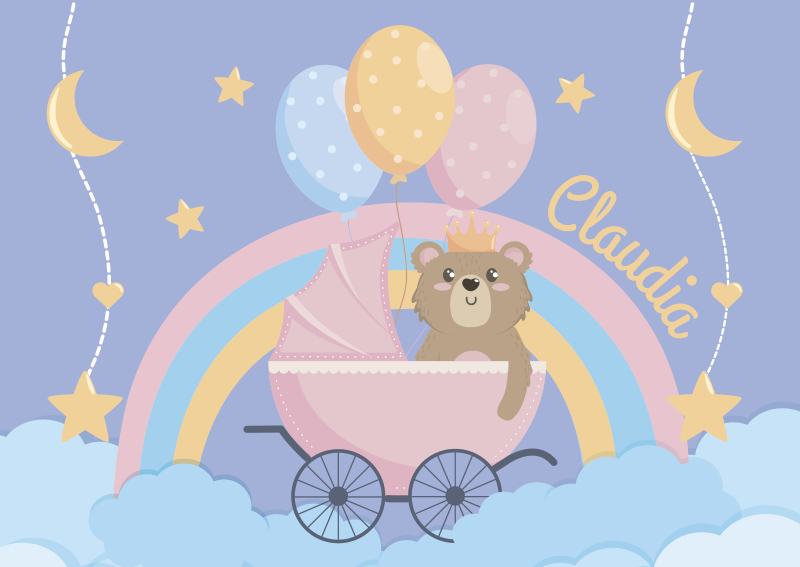 Customizable Nursery Pram Motif bedroom vinyl rug - TenStickers