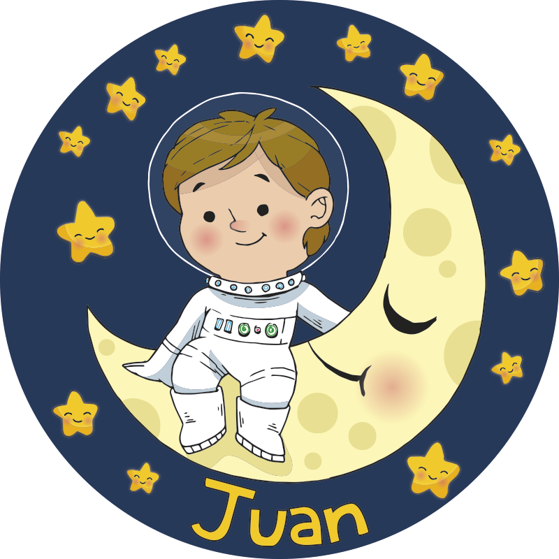 Boy Astronaut with name kids vinyl rug - TenStickers