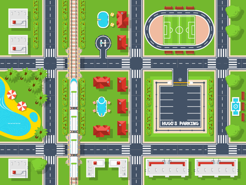 Playful Cityscape road vinyl rug - TenStickers