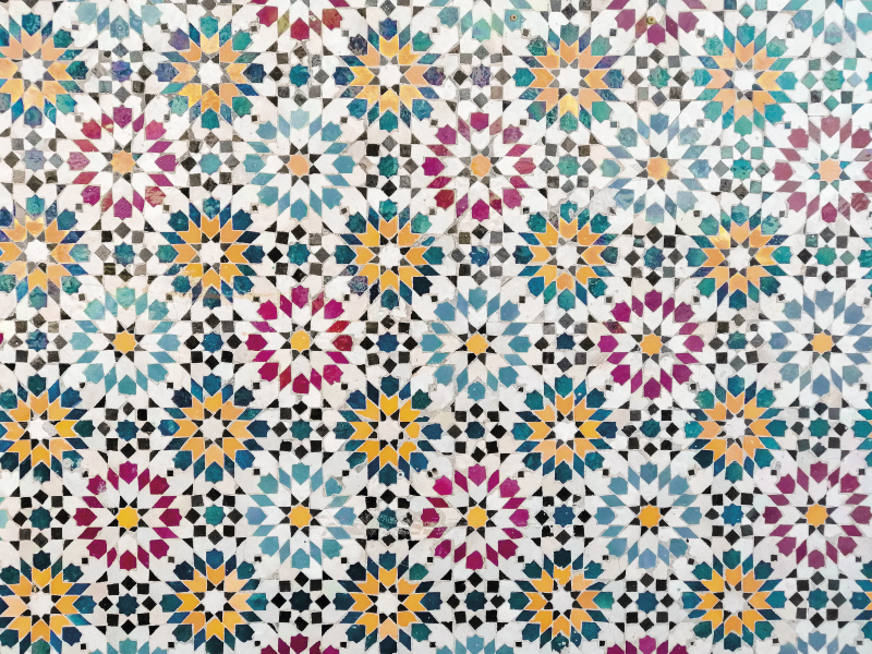 Floral Mosaic flower vinyl rug - TenStickers
