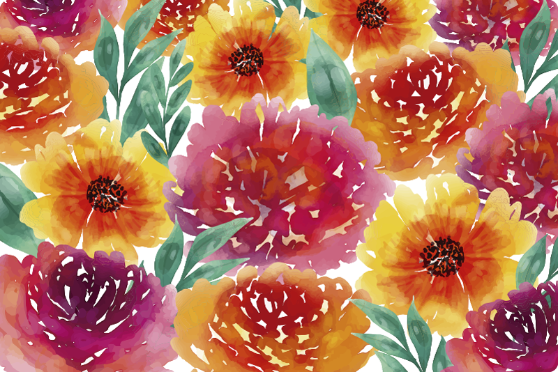 Vintage vinyl rug full color flowers - TenStickers