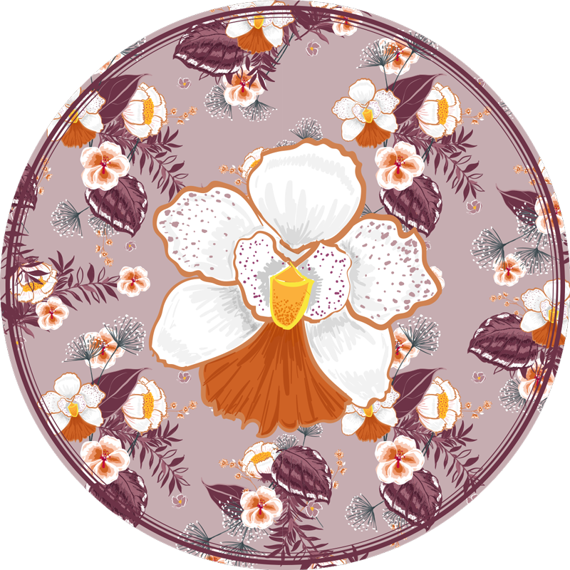 Floral Patterned Circle flower vinyl rug - TenStickers