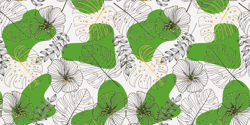 Tropical Monstera floral vinyl rug - TenStickers