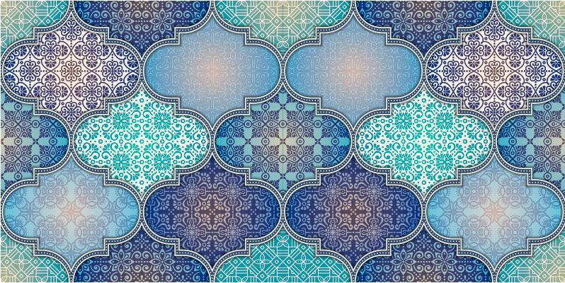 Intricate tile patterns tile vinyl rug - TenStickers