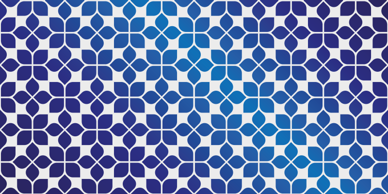 blue flowers mosaic vinyl rug - TenStickers