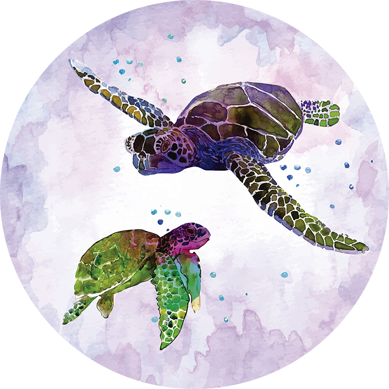 Sea Turtle Duo animal vinyl rug - TenStickers