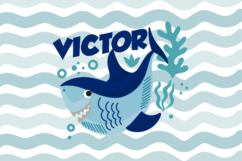 Personalized Shark Illustration custom vinyl rug - TenStickers