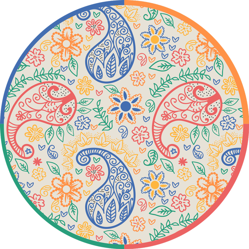 Botanical Paisley Elements floral vinyl rug - TenStickers