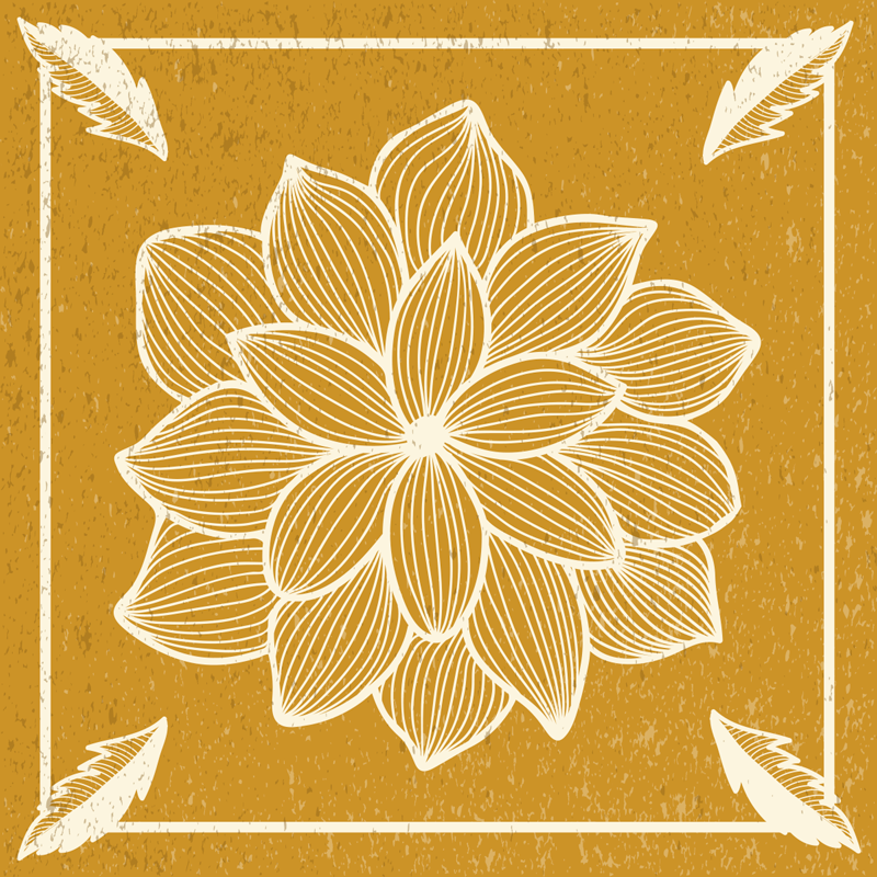 Golden floral design floral vinyl rug - TenStickers