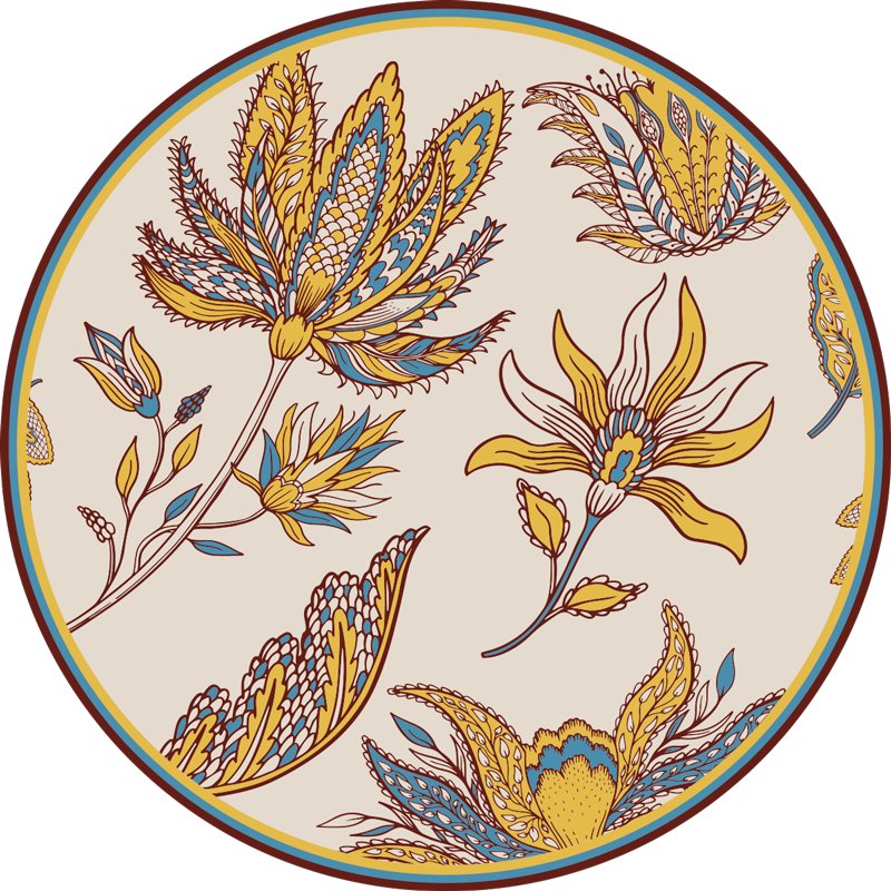 Elaborate Botanical Grace floral vinyl rug - TenStickers