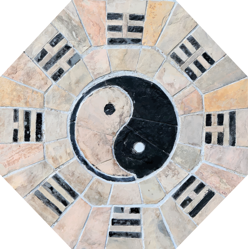 Yin Yang Tile Arrangement mosaic vinyl rug - TenStickers