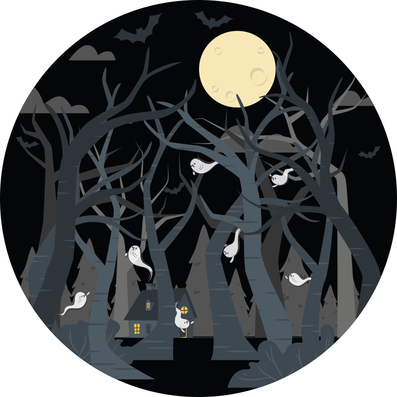 Spooky Forest Scene halloween vinyl rug - TenStickers