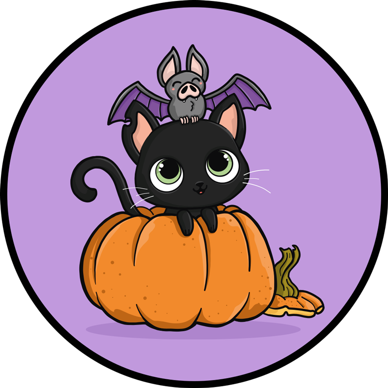 Halloween vinyl rug halloween bat cat - TenStickers