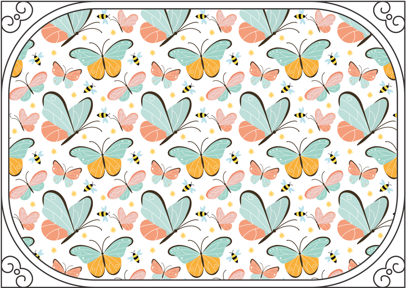 Butterfly Playground kids vinyl rug - TenStickers