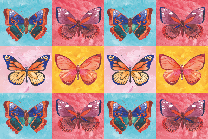Colorful Butterfly Array floral vinyl rug - TenStickers
