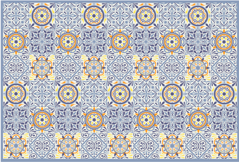Yellow and grey  tile carpet - TenStickers
