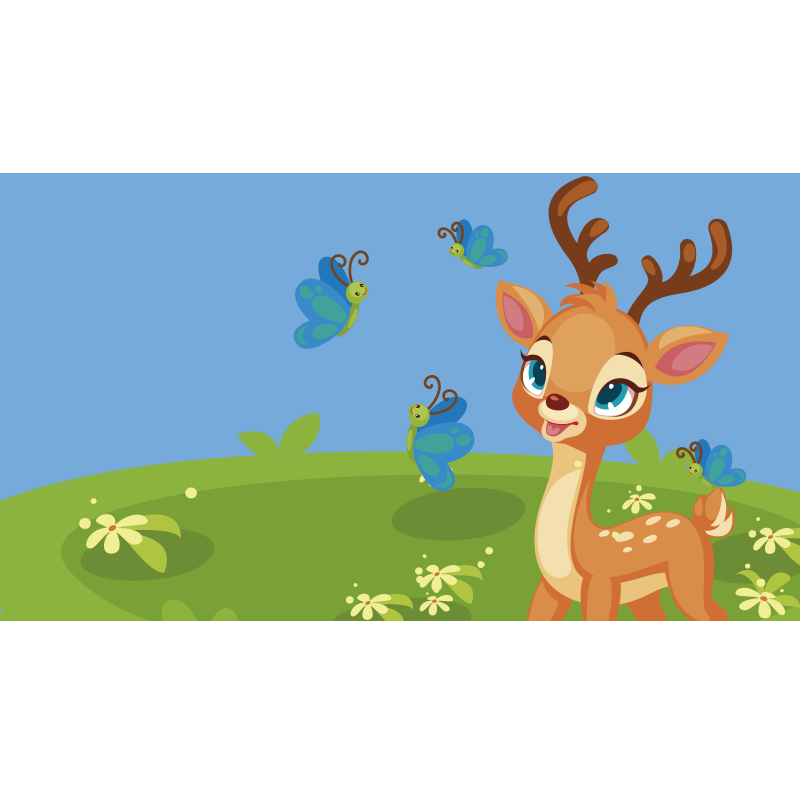Cute cartoon deer kids vinyl rug - TenStickers