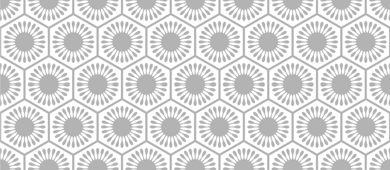 Grey and white flowers vinyl rug - TenStickers