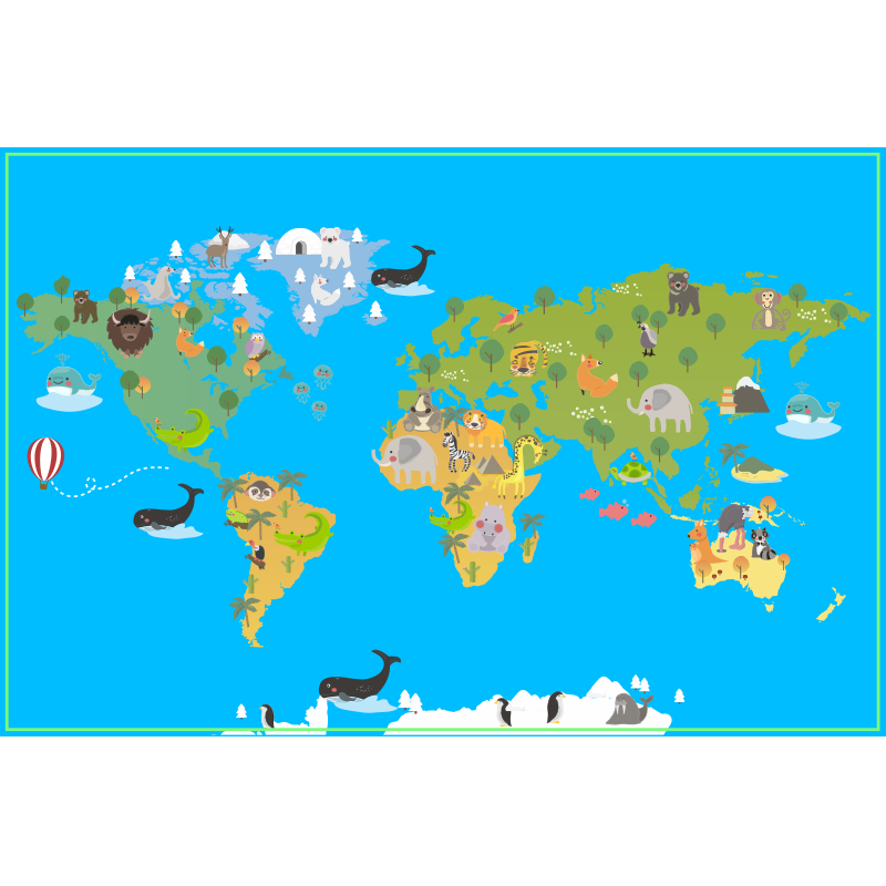 Learning Universe world map vinyl rug - TenStickers