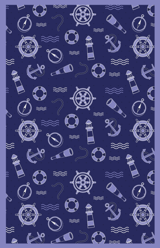 Nautical Motif living room vinyl rug - TenStickers