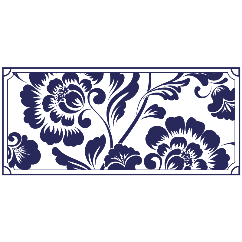 Floral vinyl rug in navy floral pattern - TenStickers