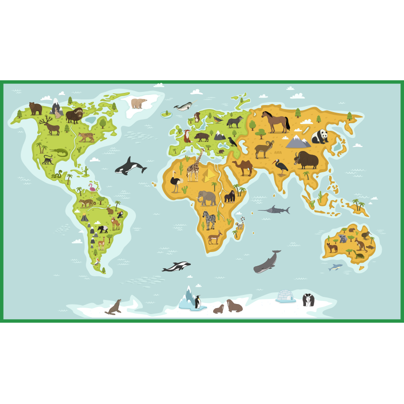 Cartographic Exploration world map vinyl rug - TenStickers