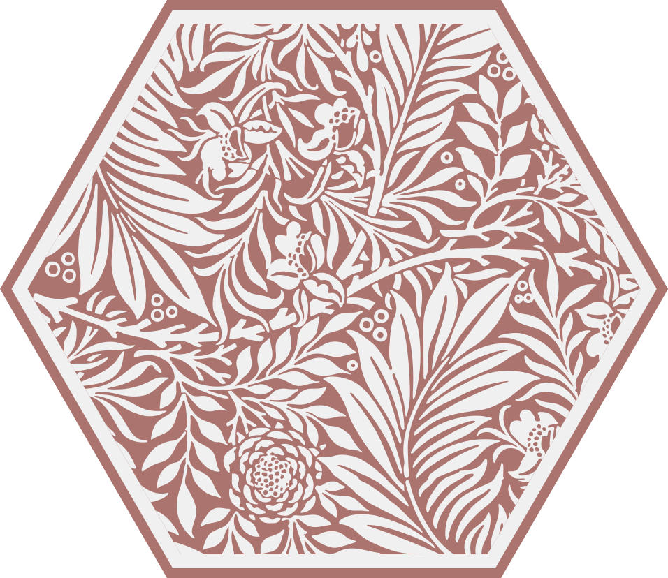 Botanical Balance Hexagon floral vinyl rug - TenStickers