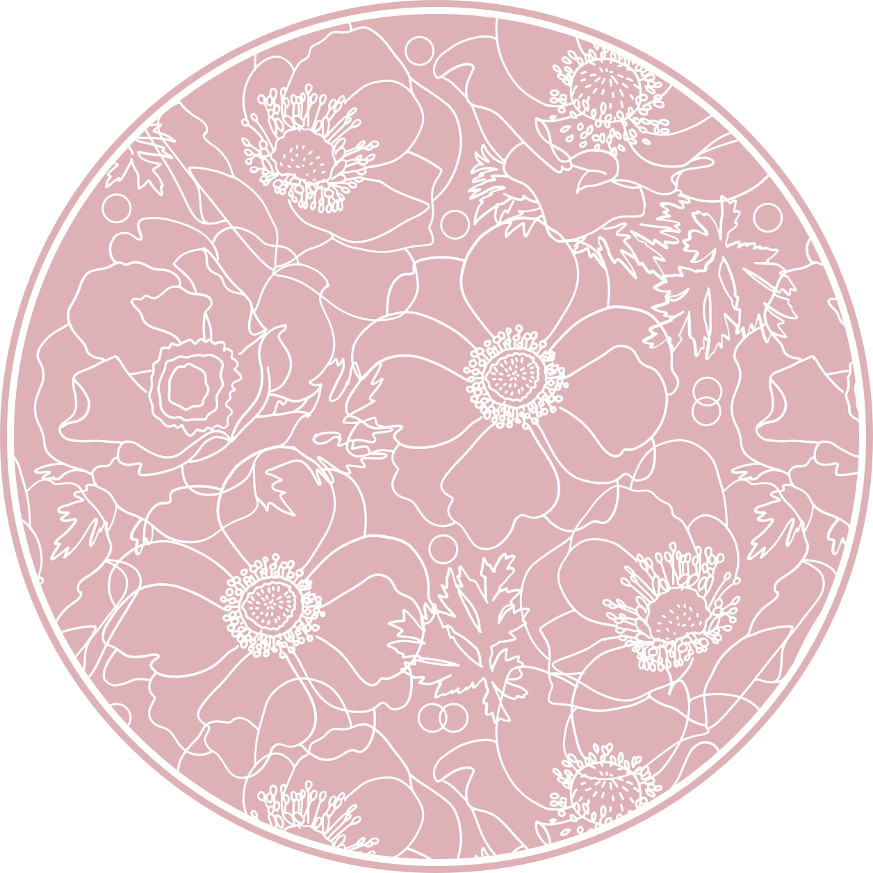 Floral Outline Emblem floral vinyl rug - TenStickers
