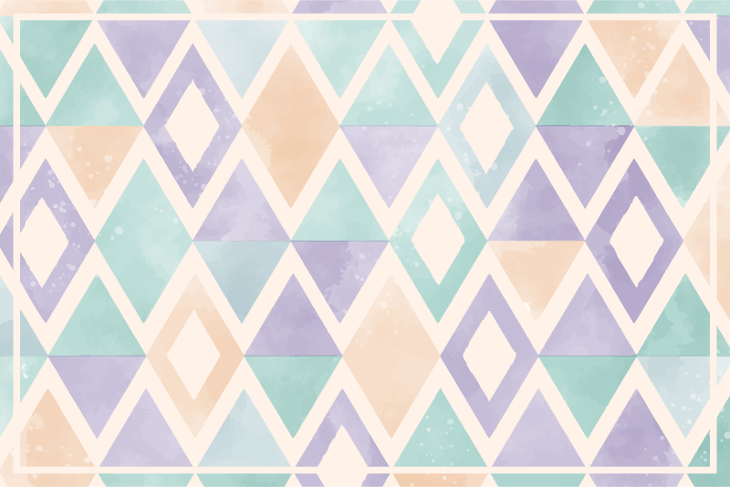 Geometric vinyl rug in soft pastel colors - TenStickers