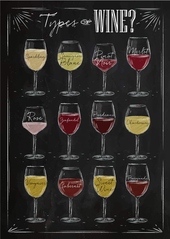 Types Wine Guide kitchen vinyl rug - TenStickers