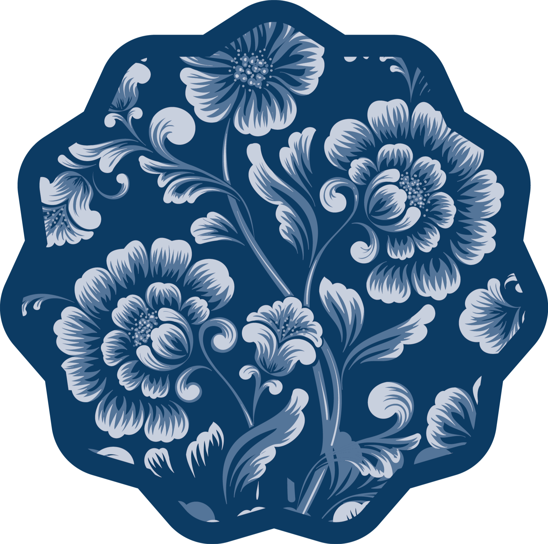 Floral vinyl rug floral pattern accent - TenStickers