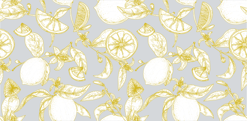 Citrus Botanical Pattern floral vinyl rug - TenStickers