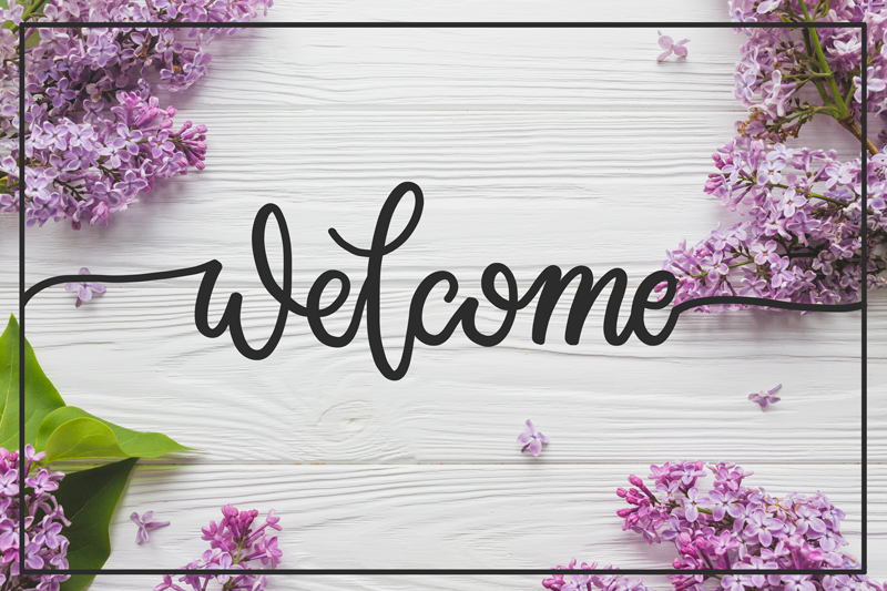 Welcome Floral Entrance custom vinyl rug - TenStickers