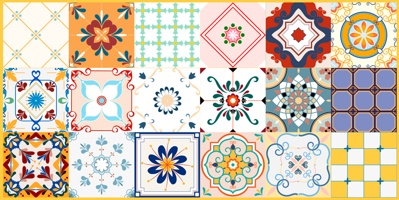Mosaic tile patterns tile vinyl rug - TenStickers