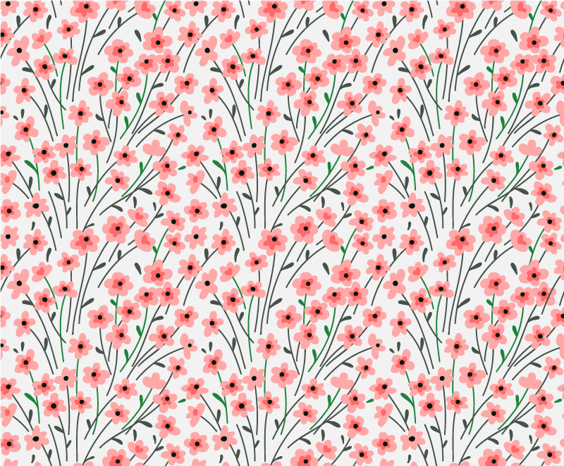Pink Flower field floral vinyl rug - TenStickers