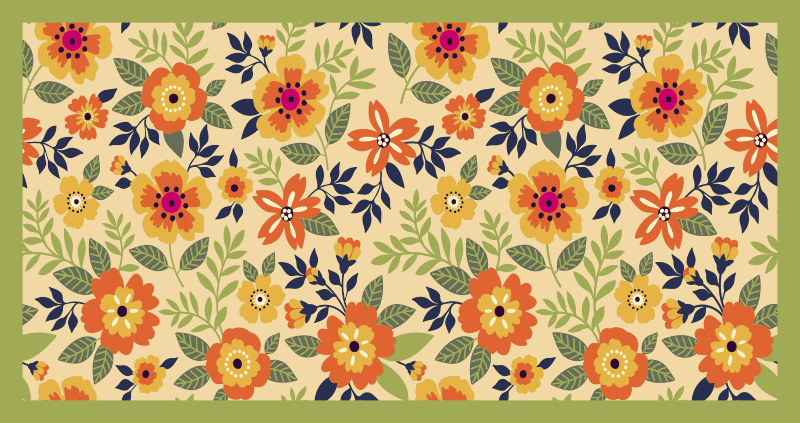 Botanical Garden Inspiration floral vinyl rug - TenStickers