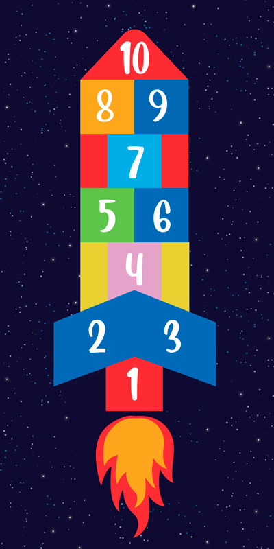 Space Hopscotch gaming vinyl rug - TenStickers