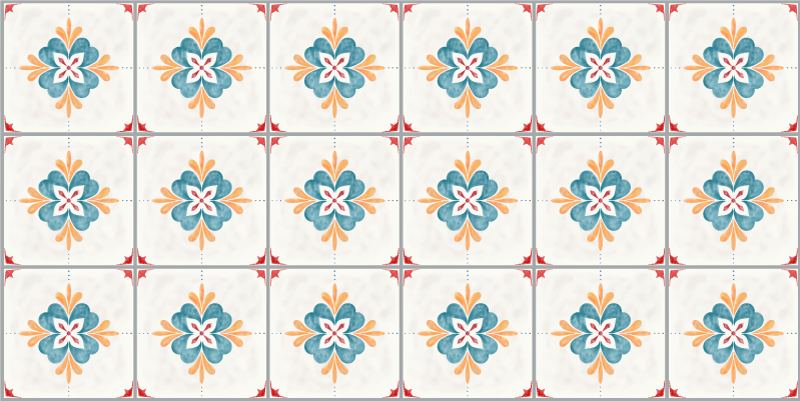 Floral Tile Concept tile vinyl rug - TenStickers