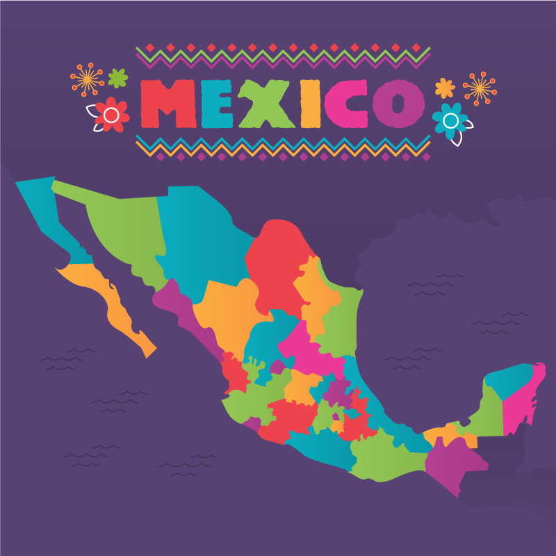 Map Mexico world map vinyl rug - TenStickers