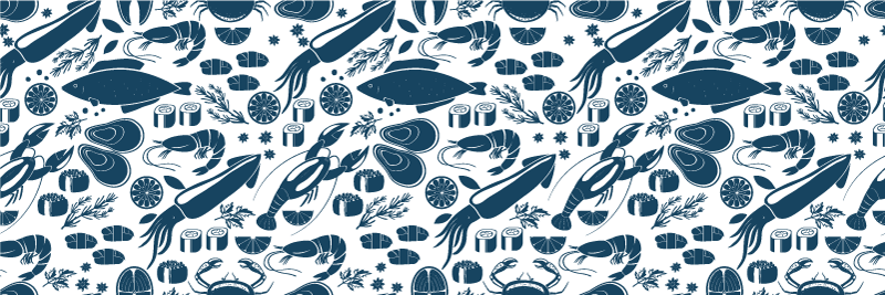 Seafood pattern kitchen vinyl rug - TenStickers