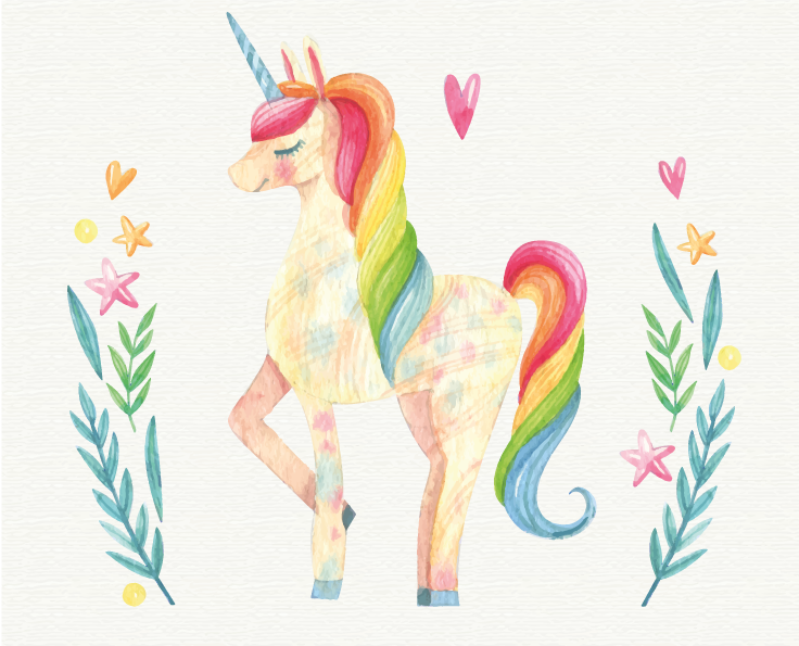 Pastel Unicorn kids vinyl rug - TenStickers