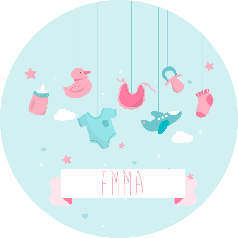 Personalized baby girl born personalised mat - TenStickers