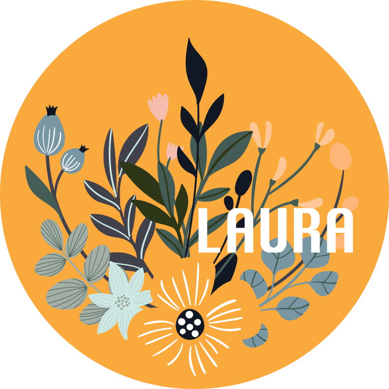 Personalized Floral Badge custom vinyl rug - TenStickers