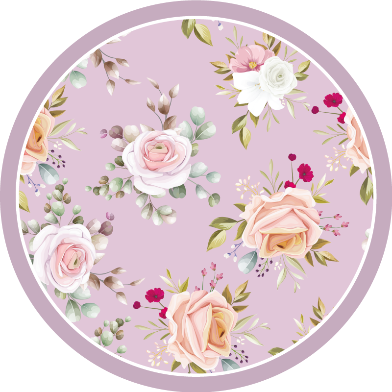 Pink floral pattern bedroom rug - TenStickers