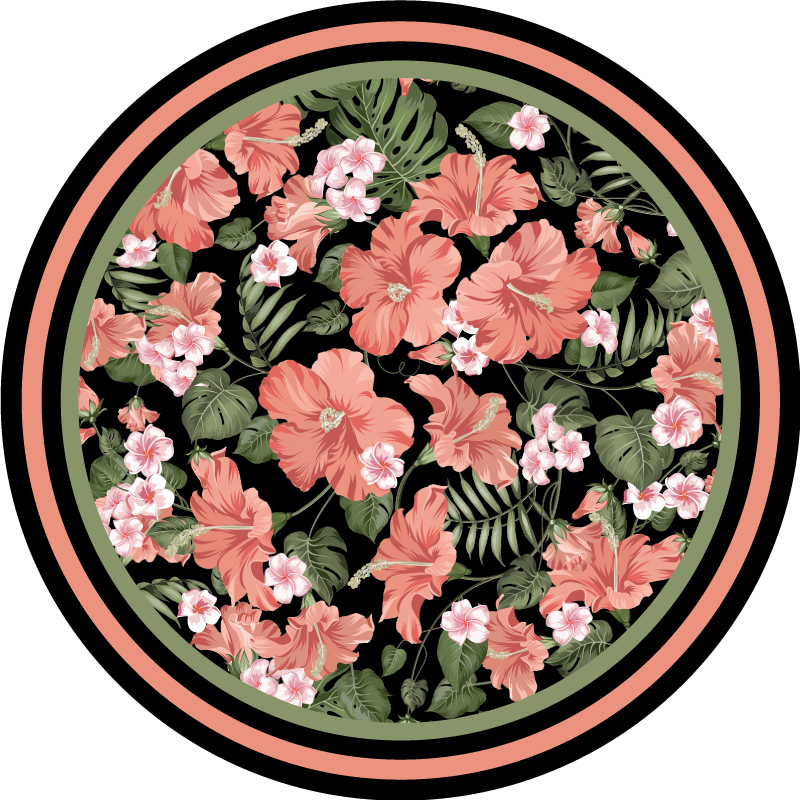 Floral vinyl rug with circular floral design - TenStickers