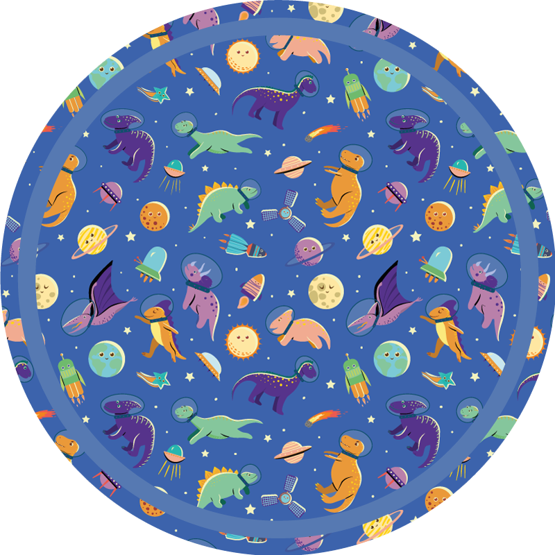 Space Dinosaur Round kids vinyl rug - TenStickers